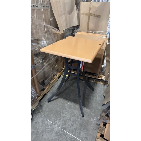 RATANA BAR HEIGHT PATIO TABLE WITH DURAWOOD TABLE TOP APPROXIMATELY 31"X24"