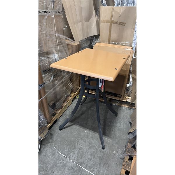 RATANA BAR HEIGHT PATIO TABLE WITH DURAWOOD TABLE TOP APPROXIMATELY 31"X24"