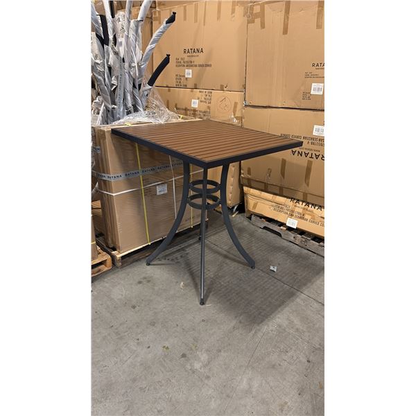 RATANA BAR HEIGHT PATIO TABLE WITH DURAWOOD TABLE TOP APPROXIMATELY 34"X34"