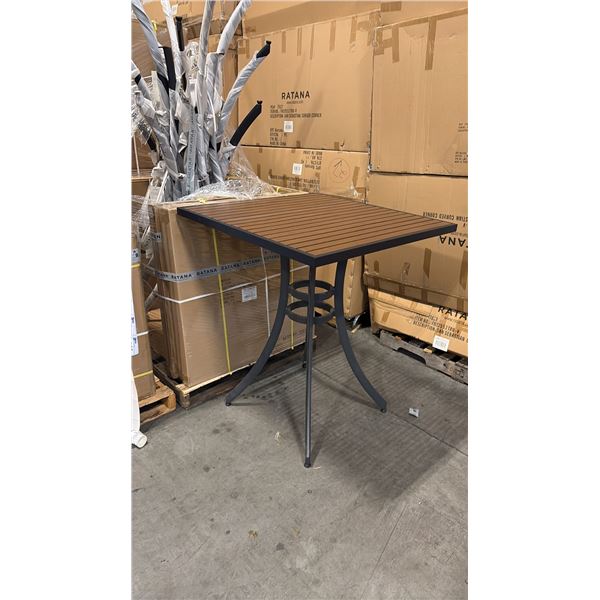 RATANA BAR HEIGHT PATIO TABLE WITH DURAWOOD TABLE TOP APPROXIMATELY 34"X34"