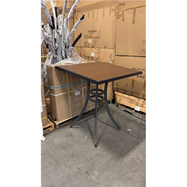 RATANA BAR HEIGHT PATIO TABLE WITH DURAWOOD TABLE TOP APPROXIMATELY 34"X34"
