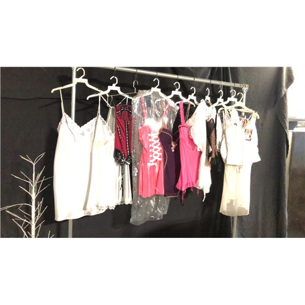 10 ASSORTED PIECES OF LINGERIE ASSORTED SIZES AND STYLES