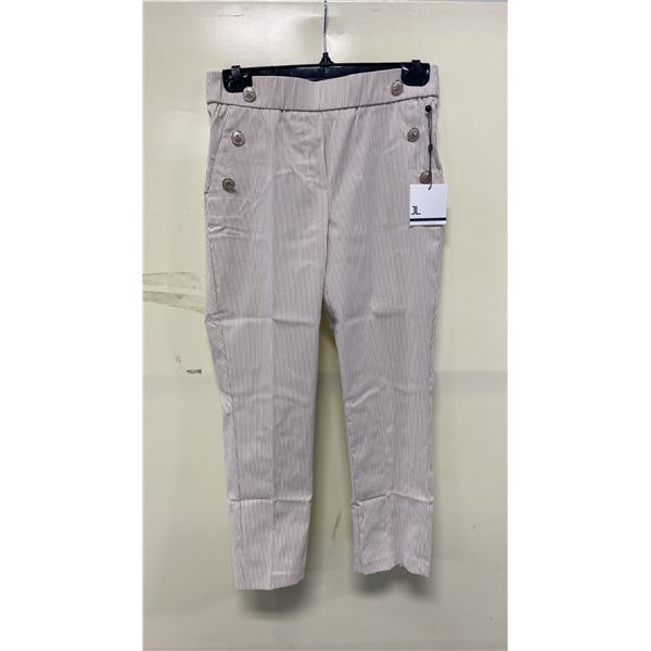 BOX OF JULES & LEOPOLD ASSORTED IVORY BEIGE STRIPE PULL ON SLIM LEG CROP CAPRI PANTS