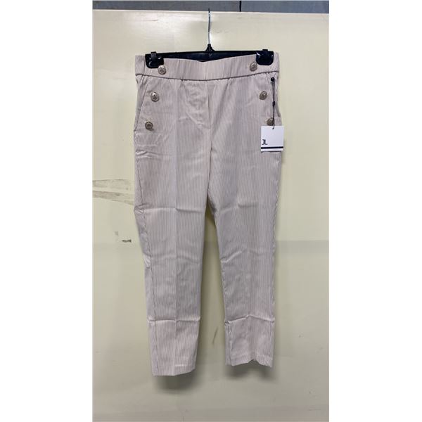 BOX OF JULES & LEOPOLD ASSORTED IVORY BEIGE STRIPE PULL ON SLIM LEG CROP CAPRI PANTS