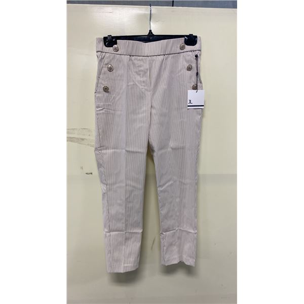 BOX OF JULES & LEOPOLD ASSORTED IVORY BEIGE STRIPE PULL ON SLIM LEG CROP CAPRI PANTS