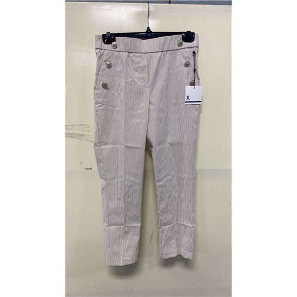 BOX OF JULES & LEOPOLD ASSORTED IVORY BEIGE STRIPE PULL ON SLIM LEG CROP CAPRI PANTS