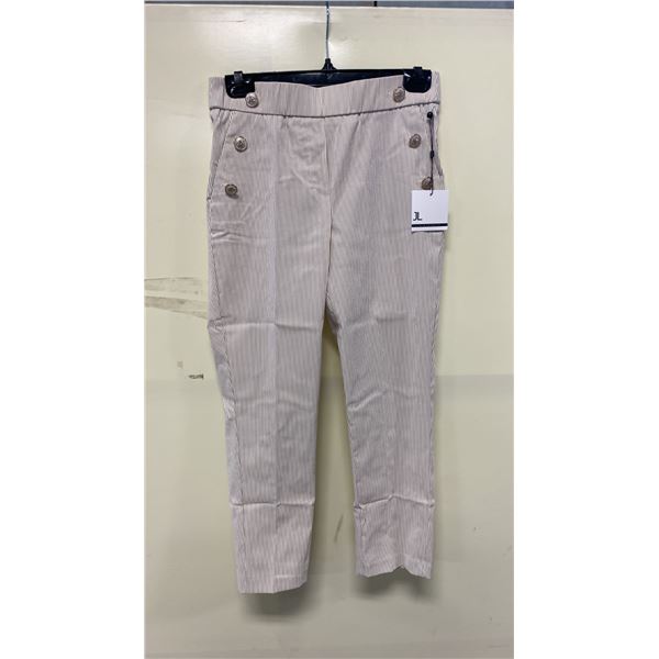 BOX OF JULES & LEOPOLD ASSORTED IVORY BEIGE STRIPE PULL ON SLIM LEG CROP CAPRI PANTS