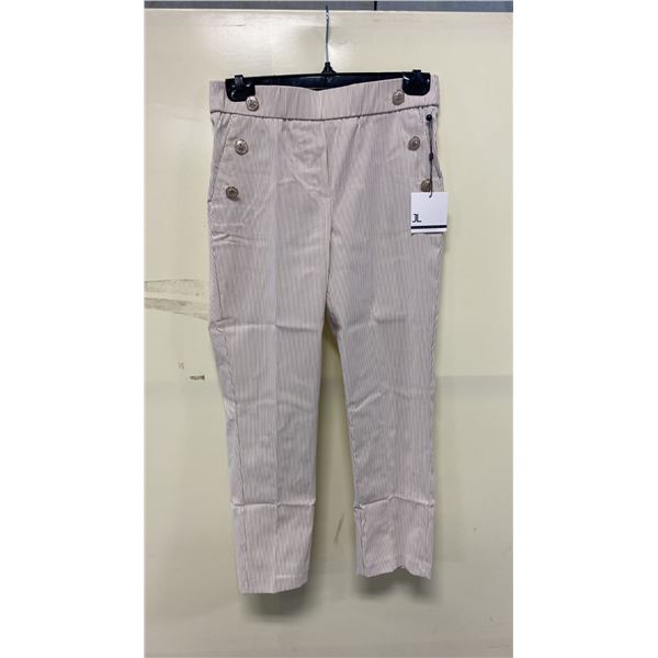 BOX OF JULES & LEOPOLD ASSORTED IVORY BEIGE STRIPE PULL ON SLIM LEG CROP CAPRI PANTS