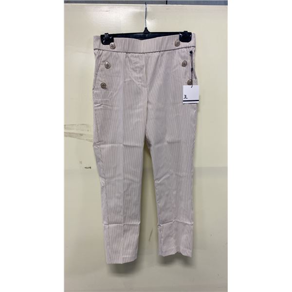 BOX OF JULES & LEOPOLD ASSORTED IVORY BEIGE STRIPE PULL ON SLIM LEG CROP CAPRI PANTS