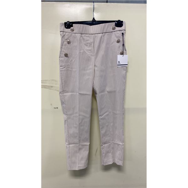 BOX OF JULES & LEOPOLD ASSORTED IVORY BEIGE STRIPE PULL ON SLIM LEG CROP CAPRI PANTS
