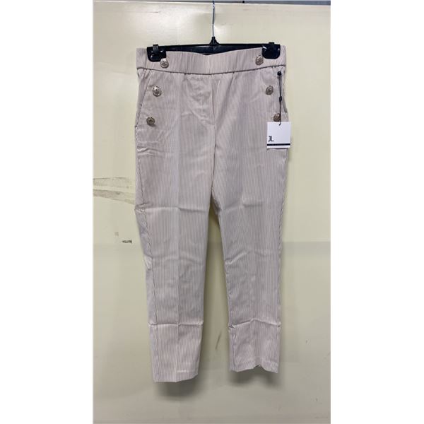 BOX OF JULES & LEOPOLD ASSORTED IVORY BEIGE STRIPE PULL ON SLIM LEG CROP CAPRI PANTS