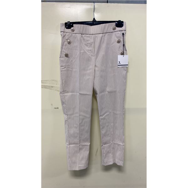 BOX OF JULES & LEOPOLD ASSORTED IVORY BEIGE STRIPE PULL ON SLIM LEG CROP CAPRI PANTS