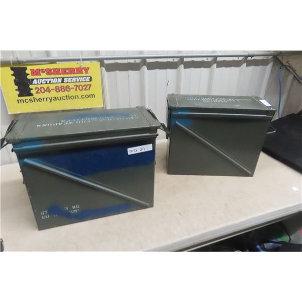 2 Metal Military Ammo Boxes 14'' x 18'' x 8'' 