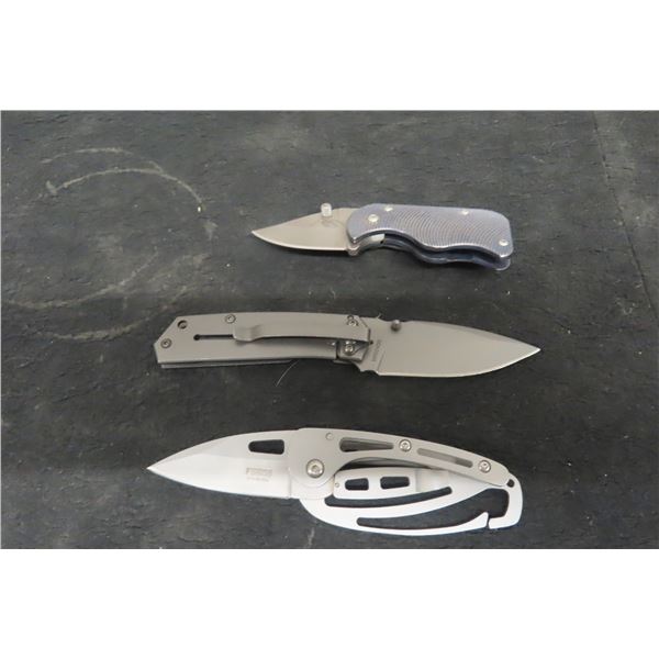 3 Fold Out Knives: Schrade SCH 304M 6'' Long, Fosco 5'', Three