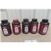 Five IMR Smokeless Powder Containers — 3 × 4198 and 2 × 4350; ~3/4 or More Full; No Shipping.