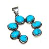 Image 2 : Navajo Kingman Turquoise Naja Pendant Sterling Silver Signed Native American