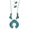 Image 2 : Navajo Turquoise Cluster Naja Squash Blossom Necklace & Earrings Set Sterling Nez