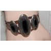 Image 5 : VTG Navajo Onyx Statement Cuff Bracelet Sterling Silver Native American