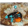 Image 2 : Navajo Ray Jack Bear Pendant Turquoise Spiny Jet Inlay Native American Signed