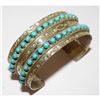 Image 2 : Zuni Sleeping Beauty Mine Snake Eye Turquoise Cuff Bracelet Sterling Signed