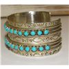 Image 4 : Zuni Sleeping Beauty Mine Snake Eye Turquoise Cuff Bracelet Sterling Signed