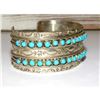 Image 5 : Zuni Sleeping Beauty Mine Snake Eye Turquoise Cuff Bracelet Sterling Signed