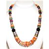 Image 1 : Navajo Tommy Singer Orange Spiny Heishi Necklace Sterling Silver 12K Gold 20"