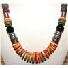 Image 2 : Navajo Tommy Singer Orange Spiny Heishi Necklace Sterling Silver 12K Gold 20"