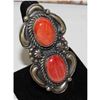 Image 1 : Massive Navajo Red Spiny Oyster Ring Sz 8 Sterling Silver J James