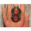 Image 4 : Massive Navajo Red Spiny Oyster Ring Sz 8 Sterling Silver J James