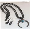 Image 1 : Vintage Navajo Pearls Naja Squash Blossom Necklace & Earrings Set Sterling