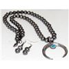 Image 2 : Vintage Navajo Pearls Naja Squash Blossom Necklace & Earrings Set Sterling