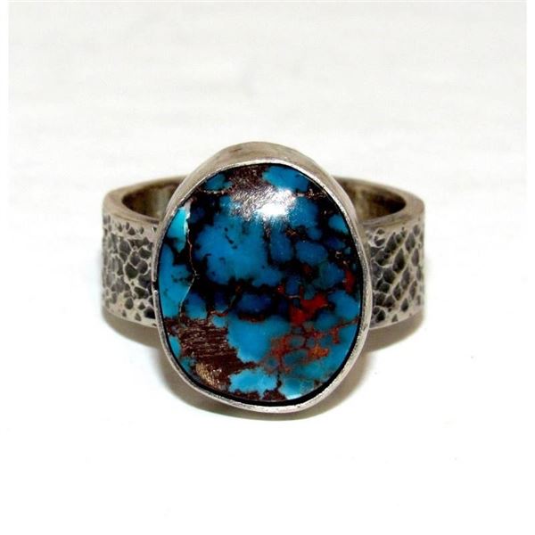 Navajo Morenci Turquoise Ring Sz 6 Sterling Silver Eli Skeets