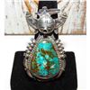 Image 1 : Large Navajo Kachina Ring Sz 8 Bennie Ration Bisbee Turquoise Sterling