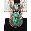 Image 2 : Large Navajo Kachina Ring Sz 8 Bennie Ration Bisbee Turquoise Sterling