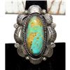 Image 1 : Navajo Royston Turquoise Statement Ring Sz 7.5 Sterling Silver Signed Native