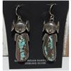 Image 3 : Navajo Kachina Earrings Boulder Numer 8 Turquoise Sterling Silver Bennie Ration