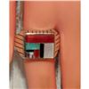 Image 2 : Navajo Turquoise Coral Wild Horse Inlay Ring Size 12 Sterling R. Jack