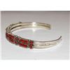 Image 2 : Zuni Mediterranean Coral Petit Point Cuff Bracelet Sterling Silver Vintage