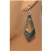 Image 2 : Navajo Dangle Earrings Tribal Design Turquoise Coral Inlay J. Yazzie