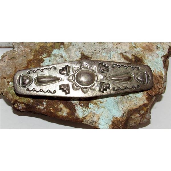VTG Navajo Ingot Sterling Hair Clip Barrette Native American