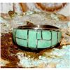 Image 1 : Navajo Turquoise Cobble Inlay Ring Sz 9 Sterling Silver Edison Yazzie