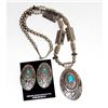 Image 1 : Navajo Pearls Necklace & Earrings Set Sterling Silver Barrel & Saucer Beads RE Wiley