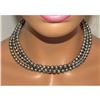 Image 2 : Navajo Pearls Necklace Sterling Silver Beads 16"L 3 Stand Choker