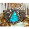 Image 1 : Navajo Royston Turquoise Cuff Bracelet Sand Cast Sterling Silver H.Bitsue