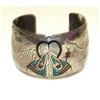 Image 1 : Old Pawn Navajo Gibson Gene Cuff Bracelet Sterling Silver Turquoise Coral