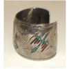 Image 2 : Old Pawn Navajo Gibson Gene Cuff Bracelet Sterling Silver Turquoise Coral
