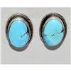 Image 1 : Navajo Golden Hills Turquoise Post Earrings Sterling Silver Tim Yazzie