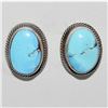 Image 2 : Navajo Golden Hills Turquoise Post Earrings Sterling Silver Tim Yazzie