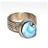 Image 2 : Navajo Golden Hills Turquoise Ring Sz 7.5 Sterling Silver Eli Skeets